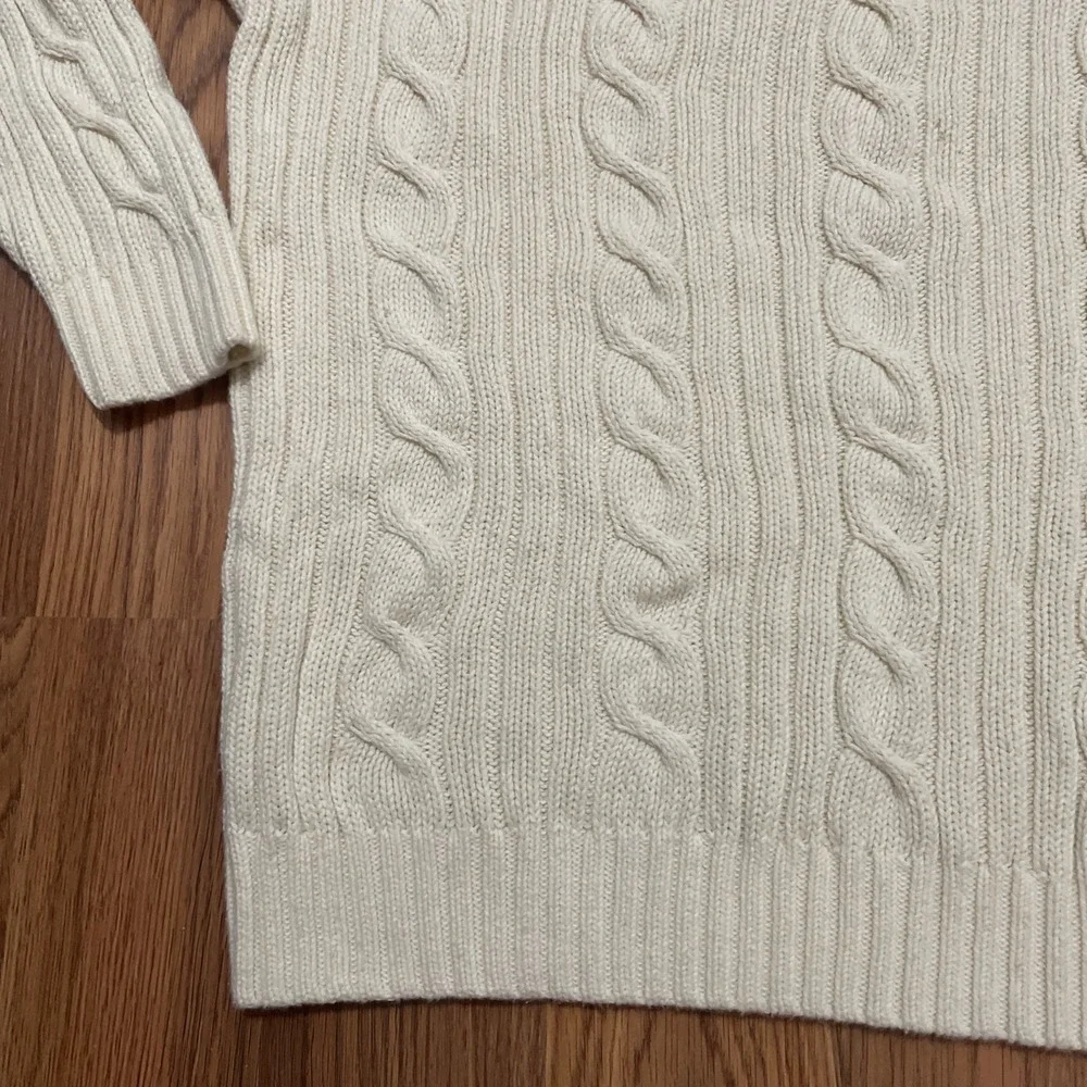 Dockers Sweater Mens Large Cable Knit Fisherman Crew Neck Ivory Vintage 90s
